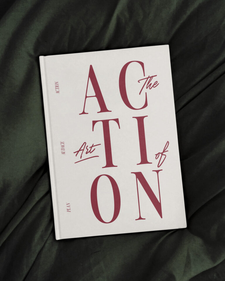 couverture du journal-planner the art of action, couleur vanille acidulée, une création des editions creative sparks, par Manifa Kind