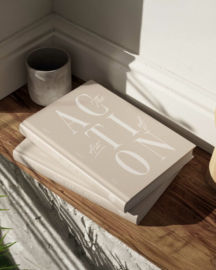 couverture du journal-planner the art of action, couleur golden cream, une création des editions creative sparks, par Manifa Kind