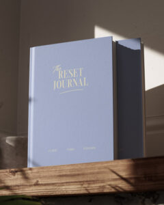 Vue de la couverture du journal de clarté the Reset Journal, des éditions Creative Spark par Manifa Kind.
