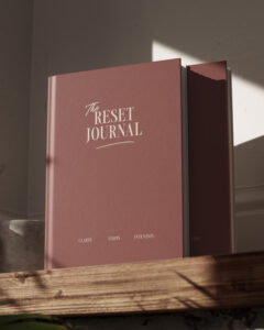 Vue de la couverture du journal de clarté the Reset Journal, des éditions Creative Spark par Manifa Kind.
