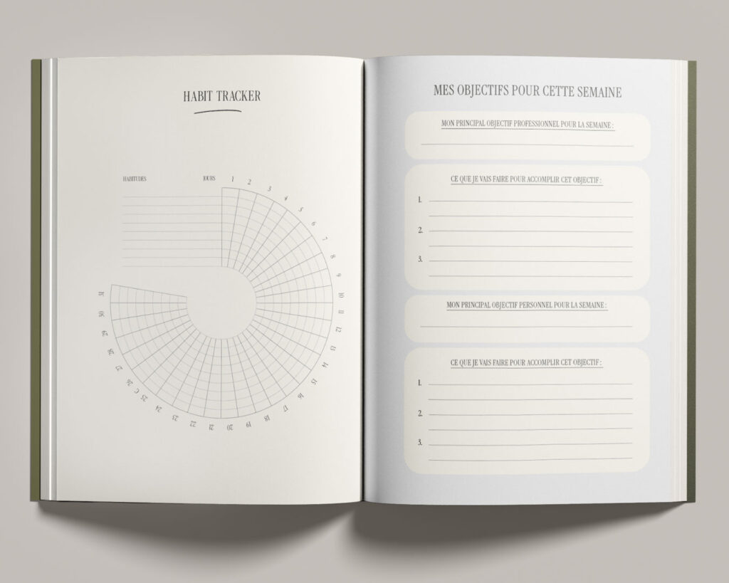 vue des pages intérieures du planner journalier the Art of Action, des éditions Creative Spark, par Manifa Kind