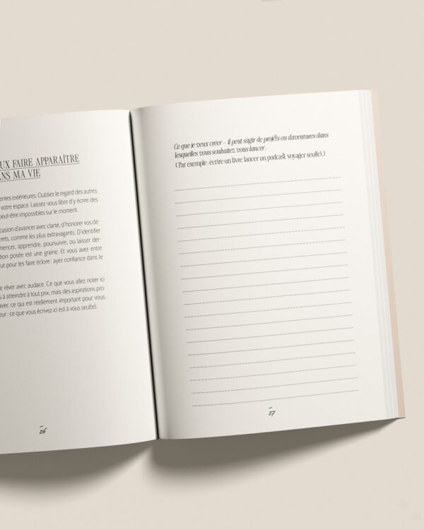 vue des pages intérieures du planner the art of action, des editions creative spark, couleur crème beige golden cream, par manifa kind