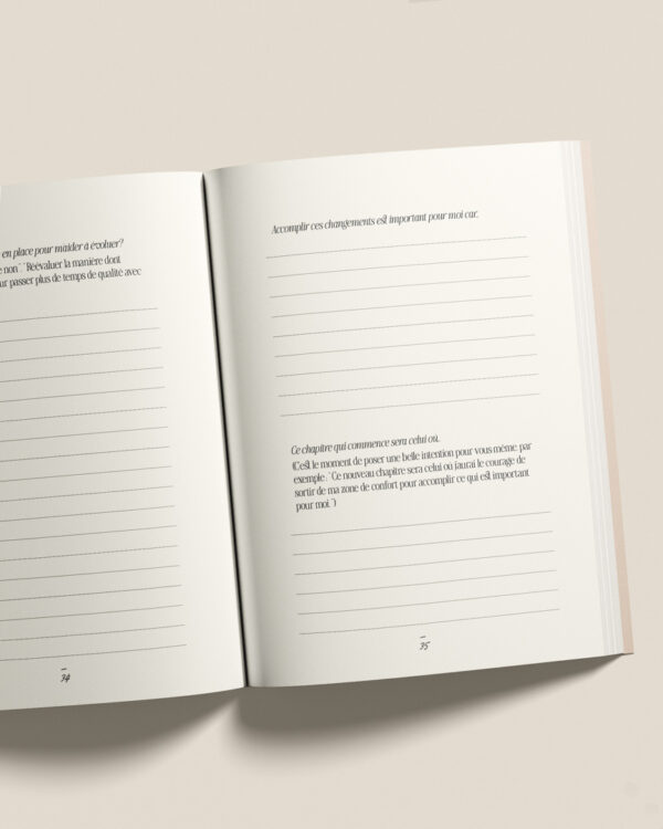 vue des pages intérieures du planner the art of action, des editions creative spark, couleur crème beige golden cream, par manifa kind